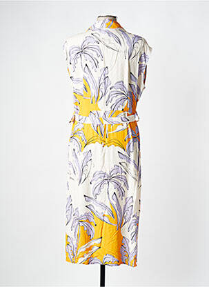Robe mi-longue coupe fluide manches courtes jaune SCORZZO femme
