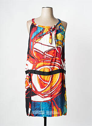 Robe mi-longue imprimé fantaisie sans manche orange VOODOO femme