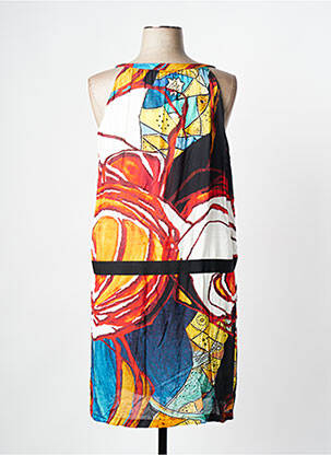 Robe mi-longue imprimé fantaisie sans manche orange VOODOO femme