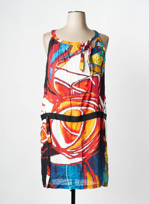 Robe mi-longue imprimé fantaisie sans manche orange VOODOO femme