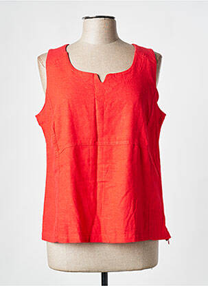 Top col carré sans manche rouge SIGNATURE femme