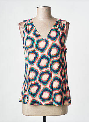 Top imprimé fantaisie sans manche rose LOLA ESPELETA femme