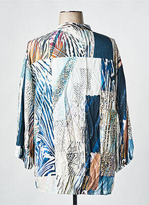 Blouse tissage popeline manches 3/4 bleu KARIN HERTZ femme