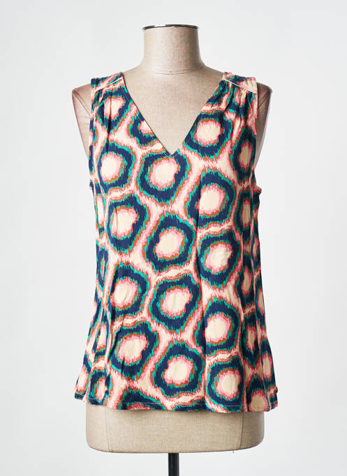 Top imprimé fantaisie sans manche rose LOLA ESPELETA femme
