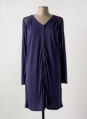 Chemise de nuit manches longues bleu POMM'POIRE femme