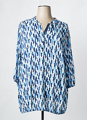 Blouse tissage popeline manches 3/4 bleu RABE femme