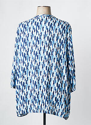 Blouse tissage popeline manches 3/4 bleu RABE femme