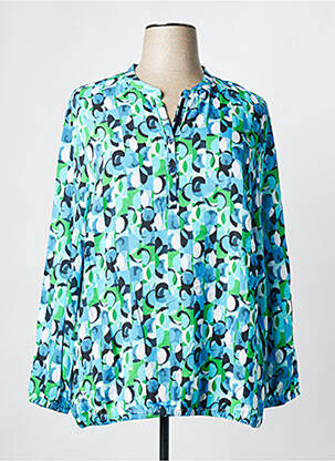 Blouse tissage popeline manches longues bleu RABE femme