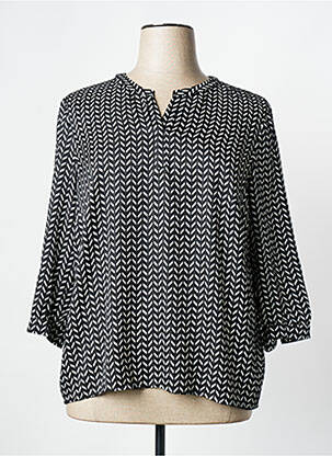 Blouse tissage popeline manches 3/4 noir THOMAS RABE femme