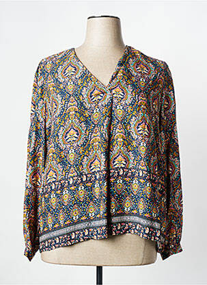 Blouse imprimé fleurs manches longues bleu JULIE GUERLANDE femme