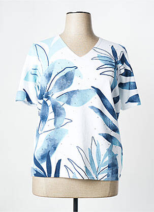 Pull coupe cintrée manches courtes bleu RABE femme