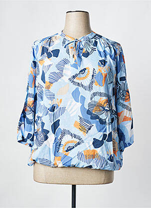 Blouse tissage popeline manches 3/4 bleu RABE femme