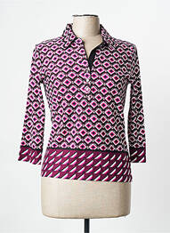 Polo stretch manches 3/4 violet CHRISTINE LAURE femme