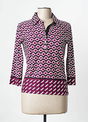 Polo stretch manches 3/4 violet CHRISTINE LAURE femme