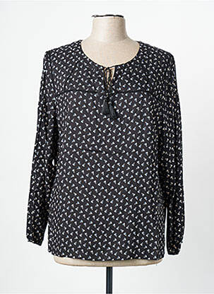 Blouse col rond manches longues noir PAUSE CAFE femme