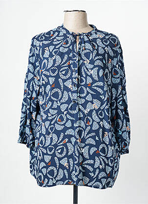 Blouse tissage popeline manches 3/4 bleu RABE femme