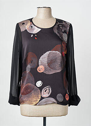 Blouse légère et transparente manches longues noir FRANCE RIVOIRE femme