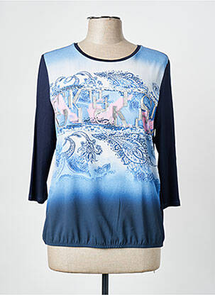Pull col rond manches 3/4 bleu THOMAS RABE femme