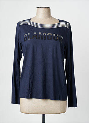 T-shirt sérigraphie manches 3/4 bleu FRANK WALDER femme