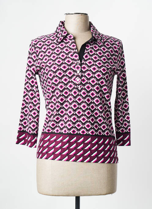Polo stretch manches 3/4 violet CHRISTINE LAURE femme