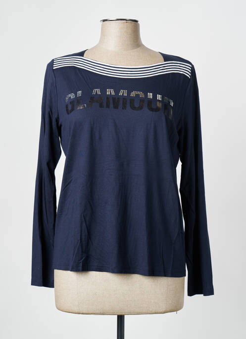 T-shirt sérigraphie manches 3/4 bleu FRANK WALDER femme