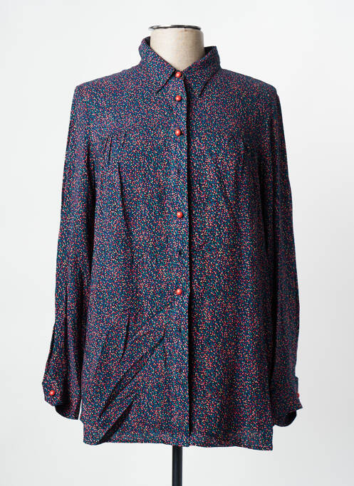 Chemisier imprimé fantaisie manches longues bleu POUPÉE CHIC BY MERCEDES DE MIGUEL femme