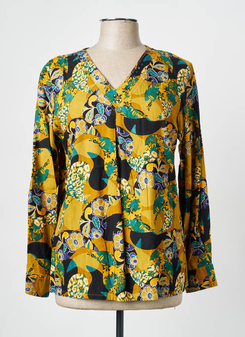 Chemisier imprimé fleurs manches longues jaune AGATHE & LOUISE femme