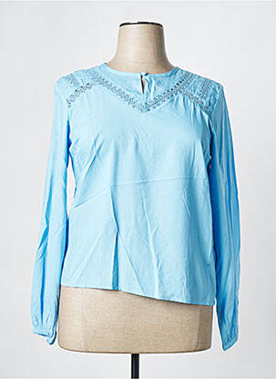 Blouse tissage popeline manches longues bleu CREAM femme