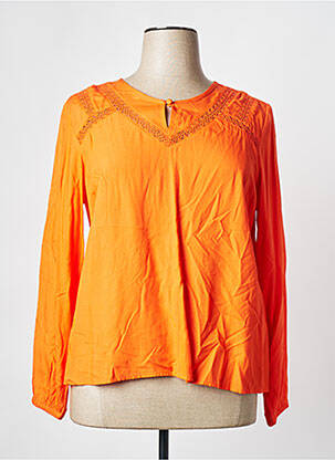 Blouse tissage popeline manches longues orange CREAM femme