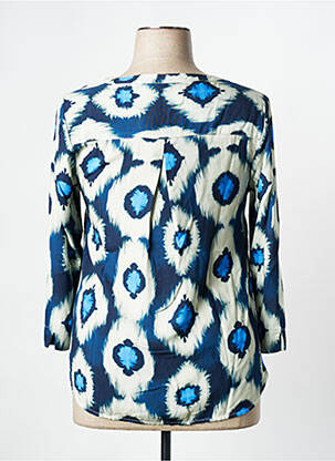 Blouse tissage popeline manches 3/4 bleu SIGNE NATURE femme