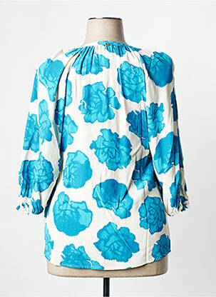 Chemisier imprimé fleurs manches 3/4 bleu FABIENNE CHAPOT femme