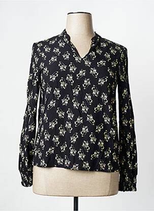 Blouse tissage popeline manches longues noir SIGNE NATURE femme