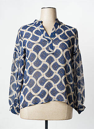 Blouse légère et transparente manches longues bleu ANDAM femme