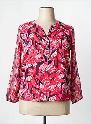 Blouse légère et transparente manches longues rouge CHRISTINE LAURE femme