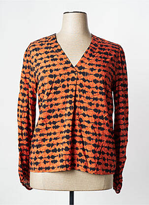 Blouse tissage popeline manches longues orange SIGNE NATURE femme