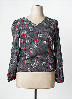 Blouse tissage popeline manches longues noir C'EST BEAU LA VIE femme