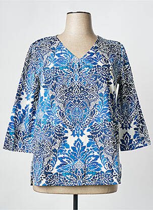Blouse imprimé fantaisie manches 3/4 bleu ORTO BOTANICO femme