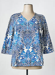 Blouse imprimé fantaisie manches 3/4 bleu ORTO BOTANICO femme