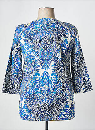 Blouse imprimé fantaisie manches 3/4 bleu ORTO BOTANICO femme