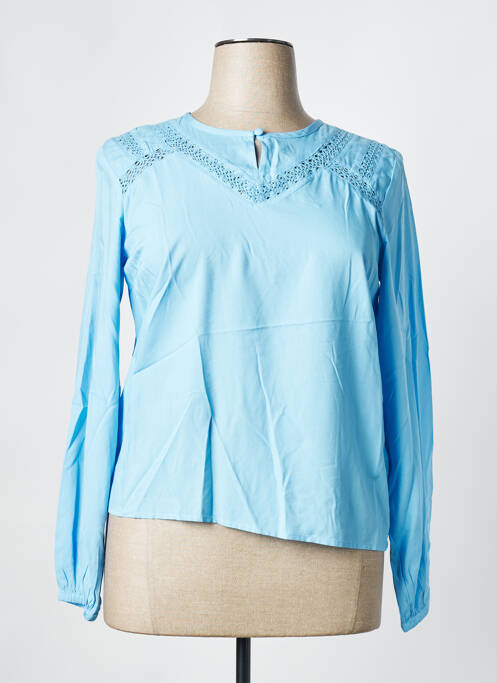 Blouse tissage popeline manches longues bleu CREAM femme
