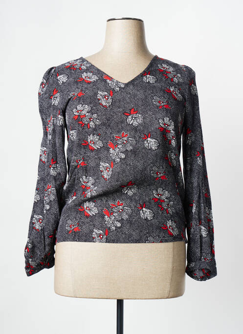 Blouse imprimé fleurs manches longues noir C'EST BEAU LA VIE femme
