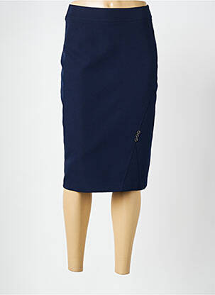 Jupe mi-longue taille à pinces bleu FRANCE RIVOIRE femme