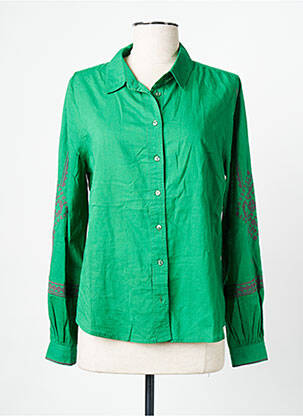Chemisier tissage popeline manches longues vert DIPLODOCUS femme