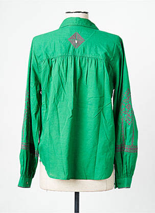 Chemisier tissage popeline manches longues vert DIPLODOCUS femme