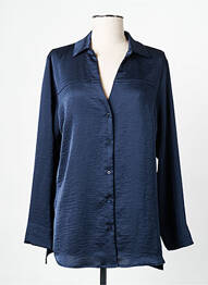 Chemisier tissage popeline manches longues bleu ANDAM femme