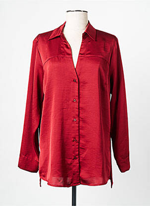 Chemisier tissage popeline manches longues rouge ANDAM femme