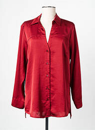 Chemisier tissage popeline manches longues rouge ANDAM femme