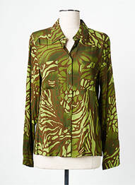 Chemisier tissage crêpe manches longues vert SIGNE NATURE femme