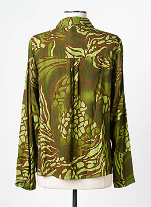 Chemisier tissage crêpe manches longues vert SIGNE NATURE femme