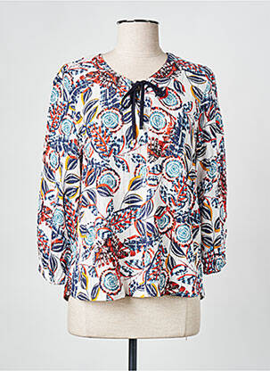 Blouse tissage popeline manches 3/4 rouge CHRISTINE LAURE femme